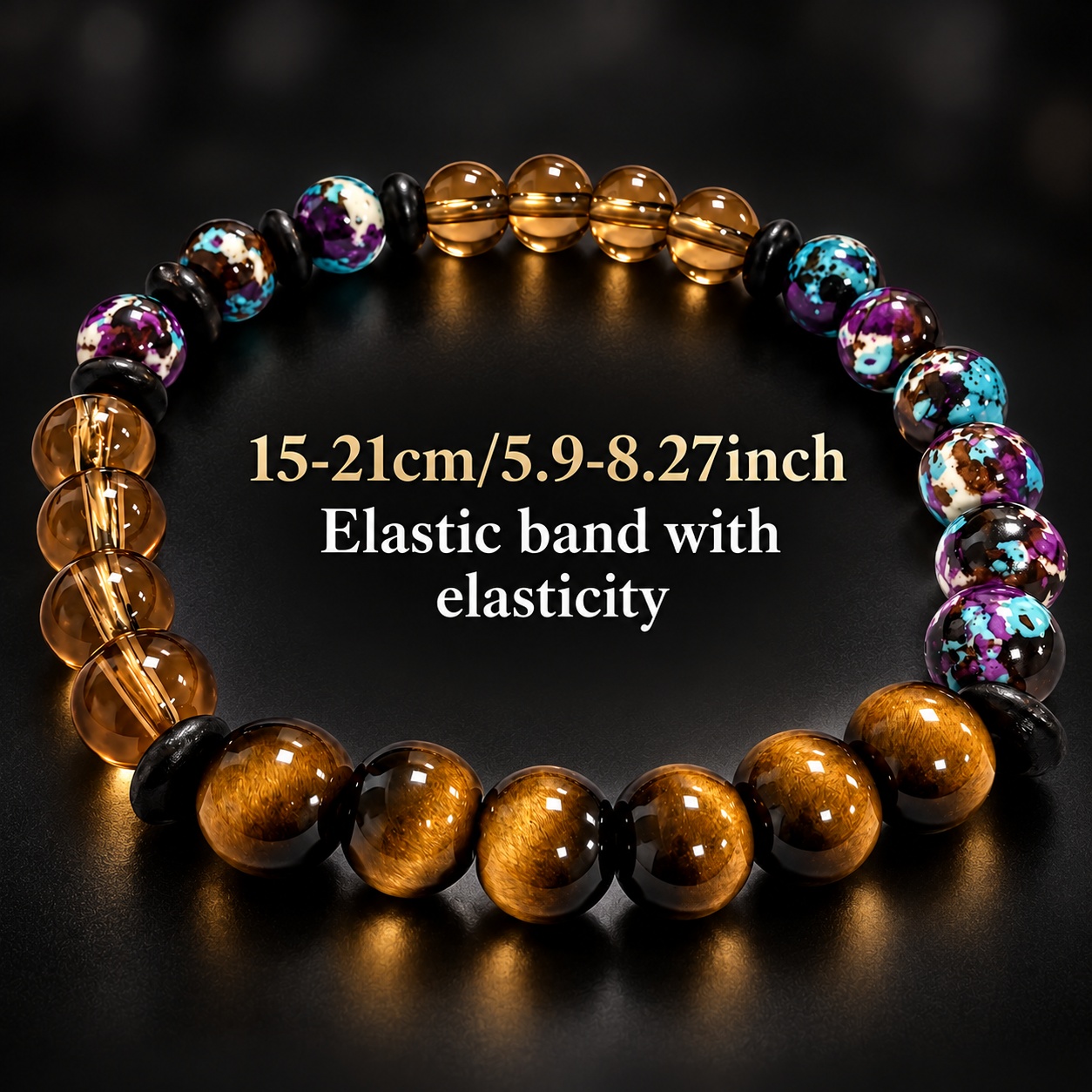 Wealth-Attracting Beaded Bracelet with Tiger's Eye & Turquoise